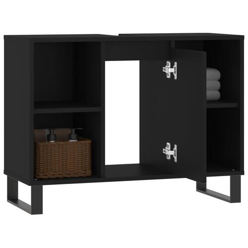 Badeværelsesskab 80x33x60 cm konstrueret træ sort