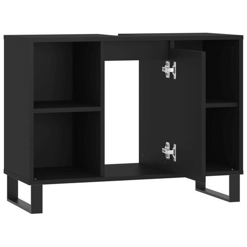 Badeværelsesskab 80x33x60 cm konstrueret træ sort