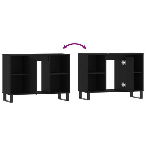 Badeværelsesskab 80x33x60 cm konstrueret træ sort