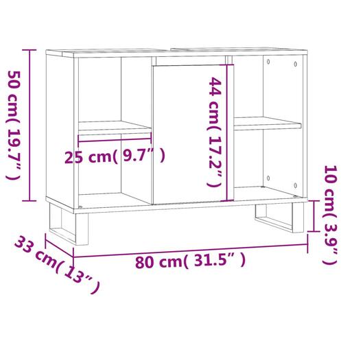 Badeværelsesskab 80x33x60 cm konstrueret træ sort