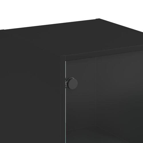 Skab med glaslåge 35x37x142 cm sort