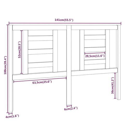 Sengegærde 141x4x100 cm massivt fyrretræ sort