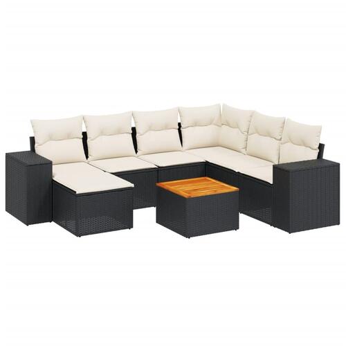 Sofasæt til haven 8 dele med hynder polyrattan sort