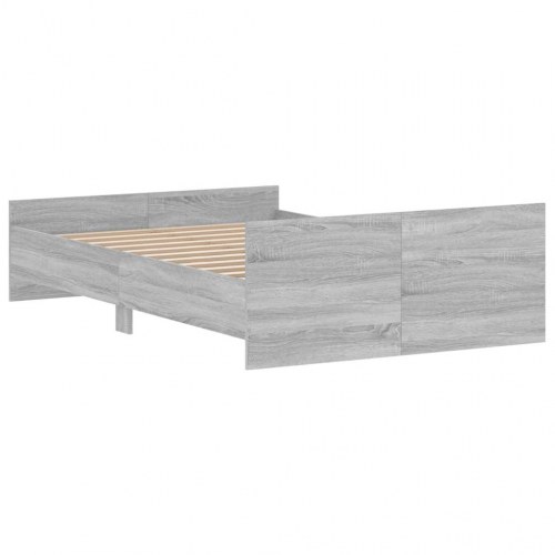 Sengeramme med sengegavl og fodgærde 120x190 cm - grå sonoma-eg