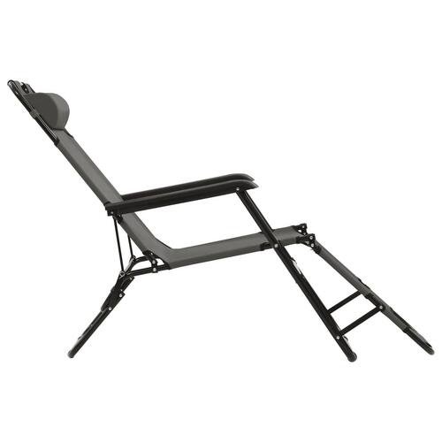 Foldbare liggestole 2 stk. med fodstøtter stål grey