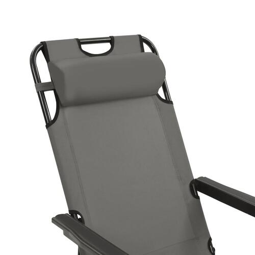 Foldbare liggestole 2 stk. med fodstøtter stål grey
