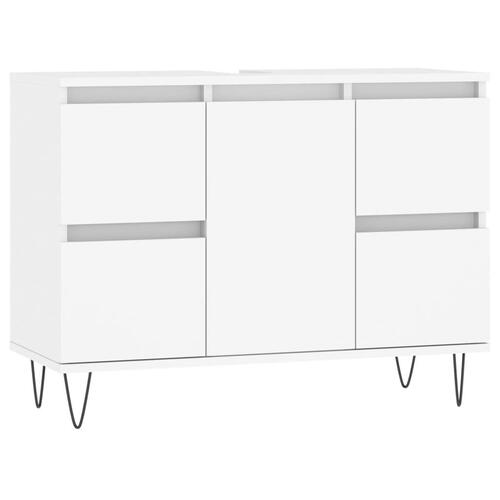 Badeværelsesskab 80x33x60 cm konstrueret træ hvid