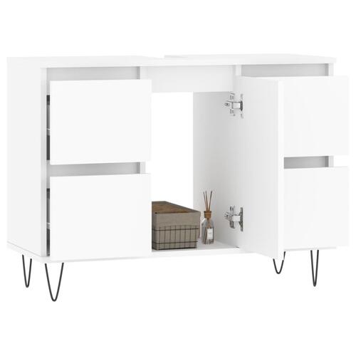 Badeværelsesskab 80x33x60 cm konstrueret træ hvid
