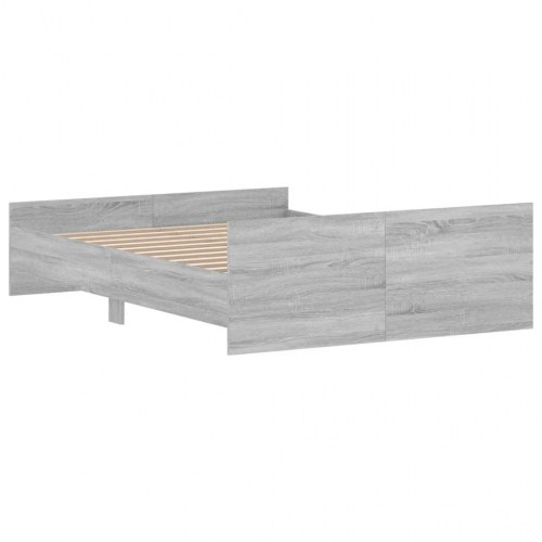 Sengeramme med gavl og fodgærde 135x190 cm - grå sonoma-eg