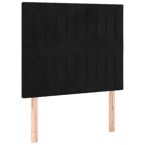 Sengegavl med LED-lys 80x5x118/128 cm fløjl sort