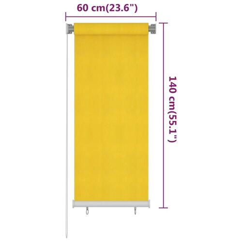Udendørs rullegardin 60x140 cm HDPE gul