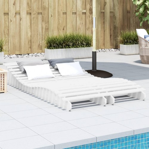 Liggestole 2 stk. i massivt fyrretræ 205 x 60 x 31,5 cm - hvid