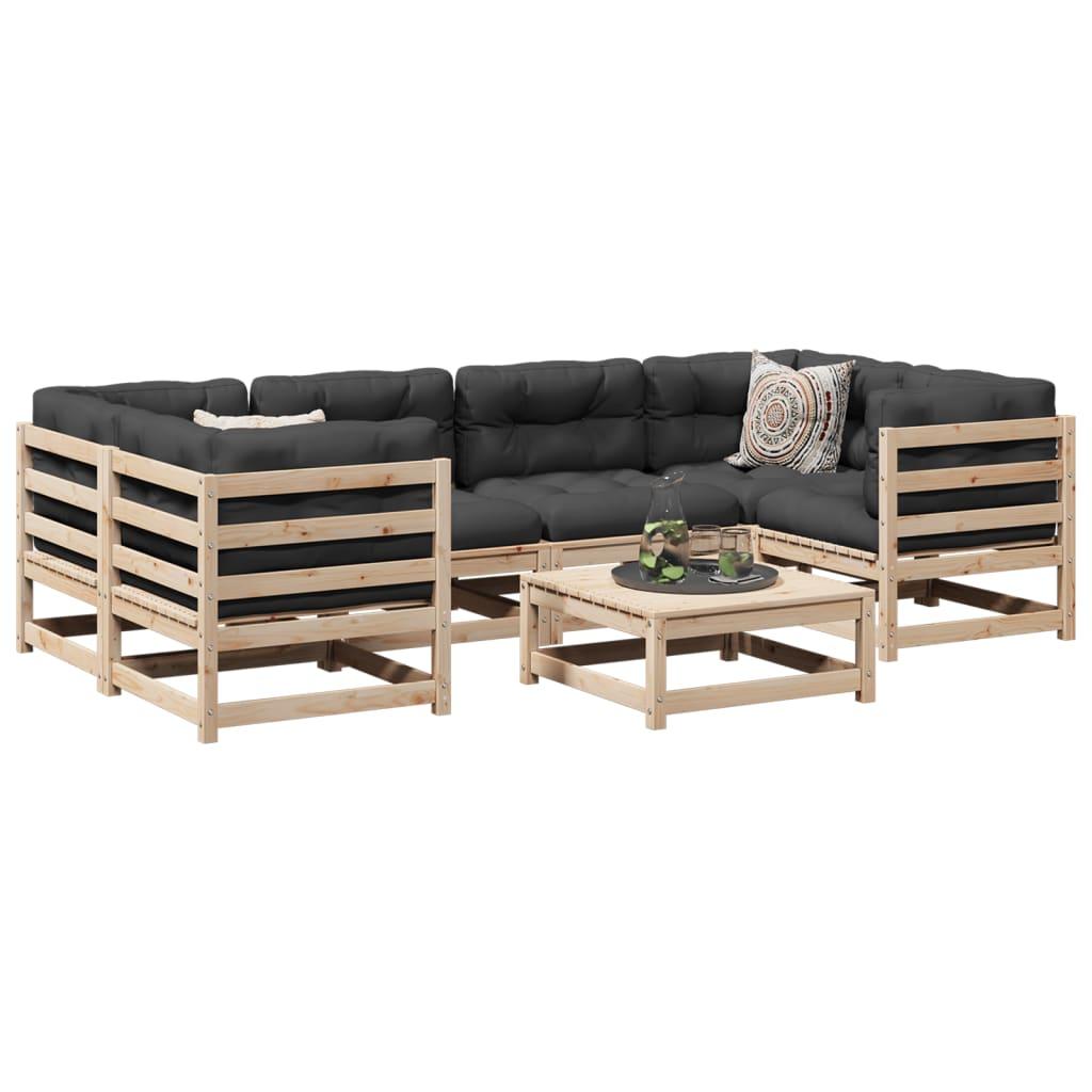 Sofasæt til haven 7 dele massivt fyrretræ