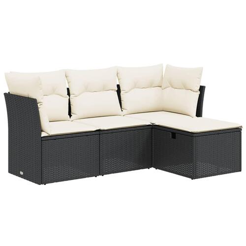 Sofasæt til haven 4 dele med hynder polyrattan sort