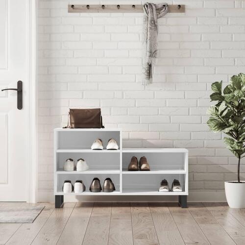 Skoreol 102x36x60 cm konstrueret træ hvid højglans