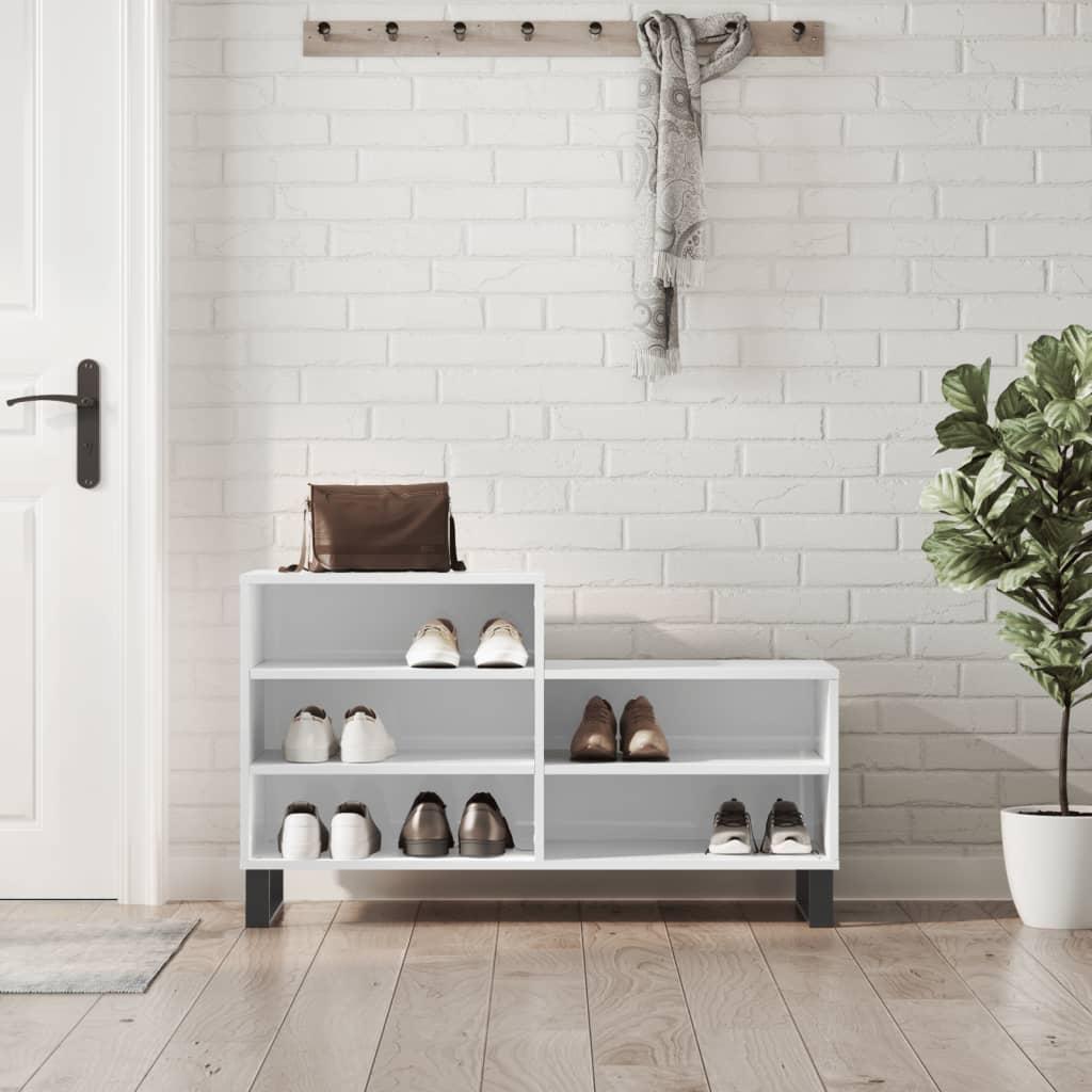 Skoreol 102x36x60 cm konstrueret træ hvid højglans