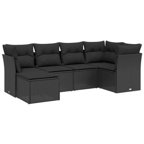 Sofasæt til haven 6 dele med hynder polyrattan sort