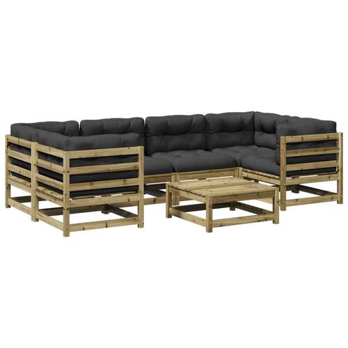 Sofasæt til haven 7 dele med hynder imprægneret fyrretræ
