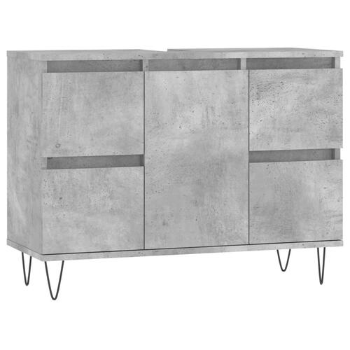 Badeværelsesskab 80x33x60 cm konstrueret træ betongrå