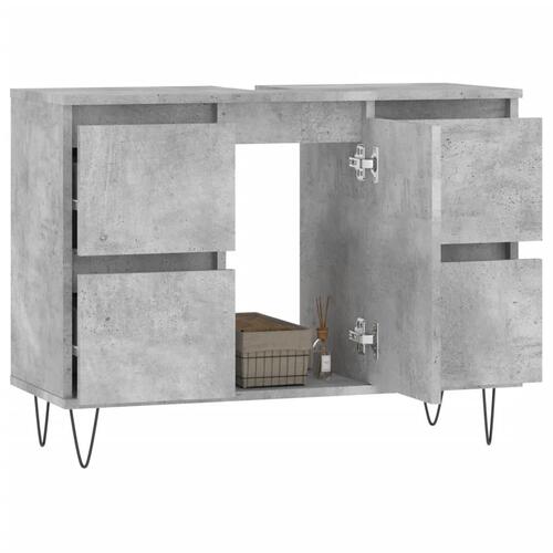 Badeværelsesskab 80x33x60 cm konstrueret træ betongrå