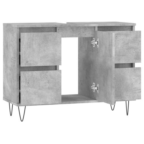 Badeværelsesskab 80x33x60 cm konstrueret træ betongrå