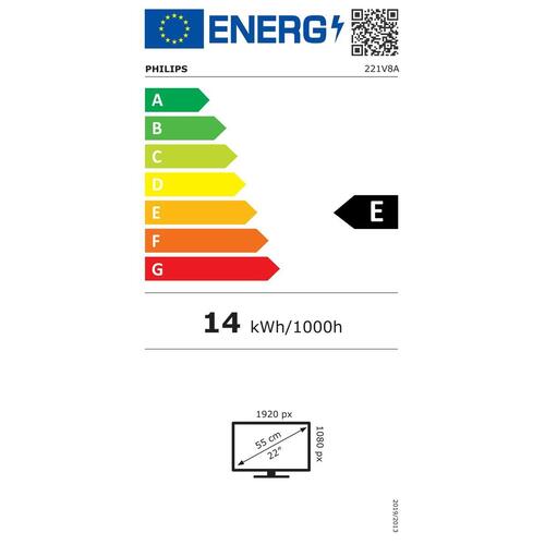 Skærm Philips 221V8A/00 21,5" LED VA Flicker free 75 Hz 50-60 Hz