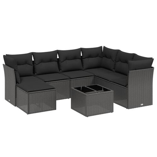 Sofasæt til haven 8 dele med hynder polyrattan sort