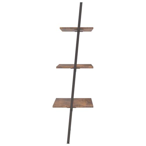Stigereol med 3 hylder 64x34x116 cm mørkebrun og sort