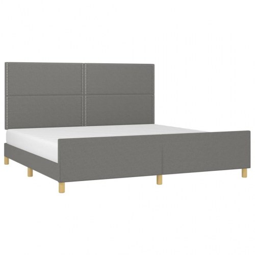 Sengeramme med sengegavl 200x200 cm - stof, mørkegrå