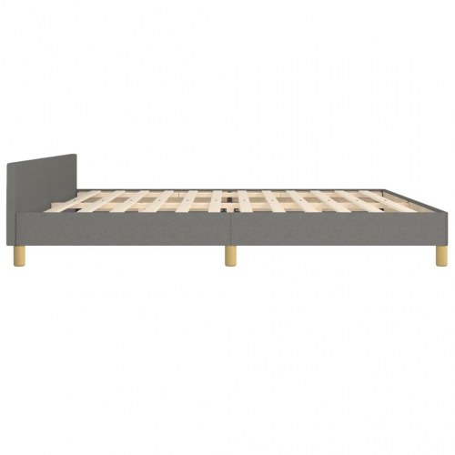 Sengeramme med sengegavl 200x200 cm - stof, mørkegrå