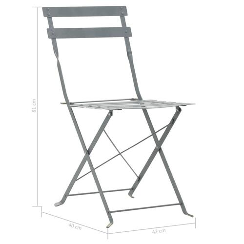 Bistrosæt 3 dele stål grå