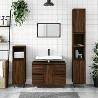 Badeværelsesskab 80x33x60 cm konstrueret træ brun egetræsfarve