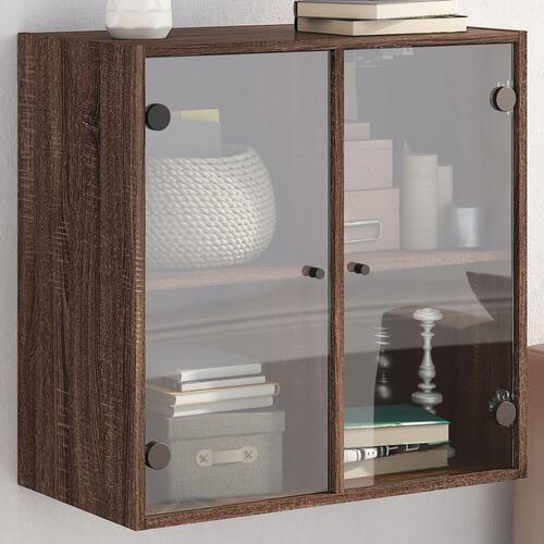 Skab med glaslåger 68x37x68,5 cm brun egetræsfarve