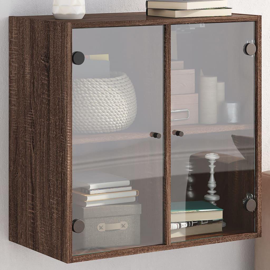 Skab med glaslåger 68x37x68,5 cm brun egetræsfarve