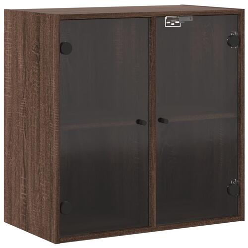 Skab med glaslåger 68x37x68,5 cm brun egetræsfarve