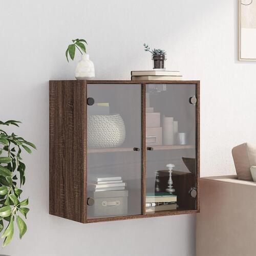Skab med glaslåger 68x37x68,5 cm brun egetræsfarve
