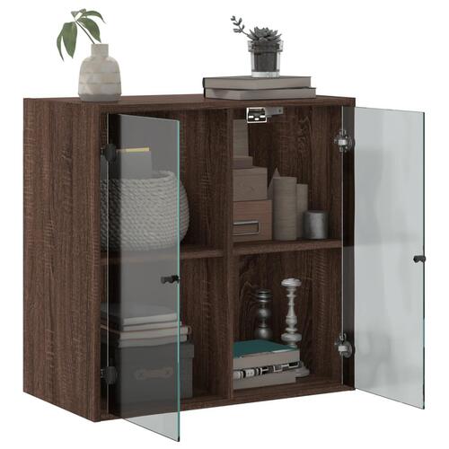 Skab med glaslåger 68x37x68,5 cm brun egetræsfarve