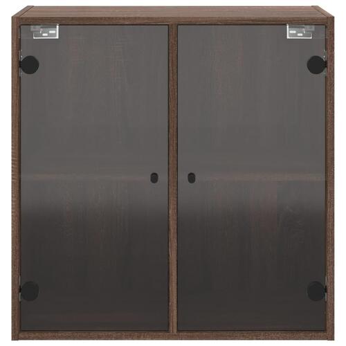 Skab med glaslåger 68x37x68,5 cm brun egetræsfarve