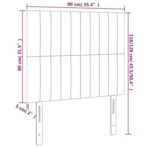 Sengegavl med LED-lys 90x5x118/128 cm fløjl sort