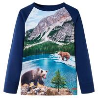 Langærmet T-shirt til børn str. 92 marineblå