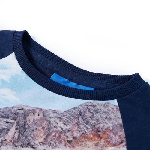 Langærmet T-shirt til børn str. 92 marineblå