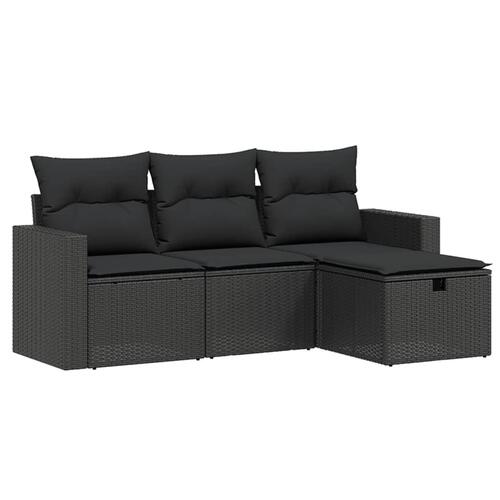 Sofasæt til haven 4 dele med hynder polyrattan sort