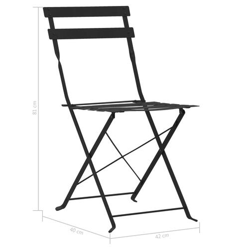 Bistrosæt 3 dele stål sort