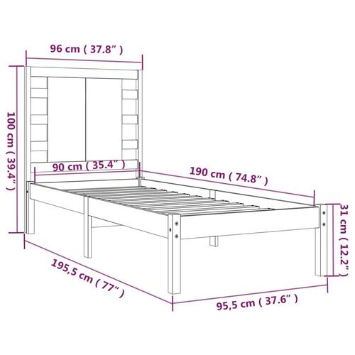 Sengeramme 90x190 cm massivt træ