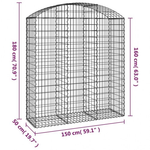 Buet gabionkurv 150×50×160/180 cm - galvaniseret jern