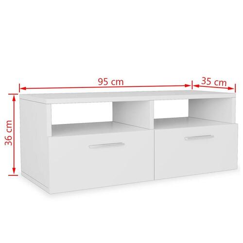 Tv-bord 95x35x36 cm konstrueret træ hvid