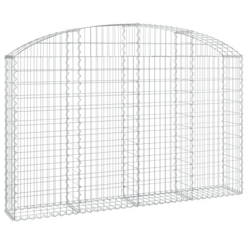 Buet gabionkurv 200×30×120/140 cm i galvaniseret jern - dekorativ stenvæg/afskærmning