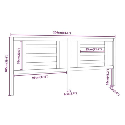 Sengegærde 206x4x100 cm massivt fyrretræ sort