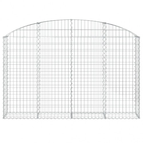 Buet gabionkurv 200×30×120/140 cm i galvaniseret jern - dekorativ stenvæg/afskærmning