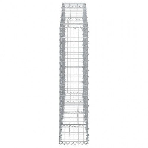 Buet gabionkurv 200×30×120/140 cm i galvaniseret jern - dekorativ stenvæg/afskærmning